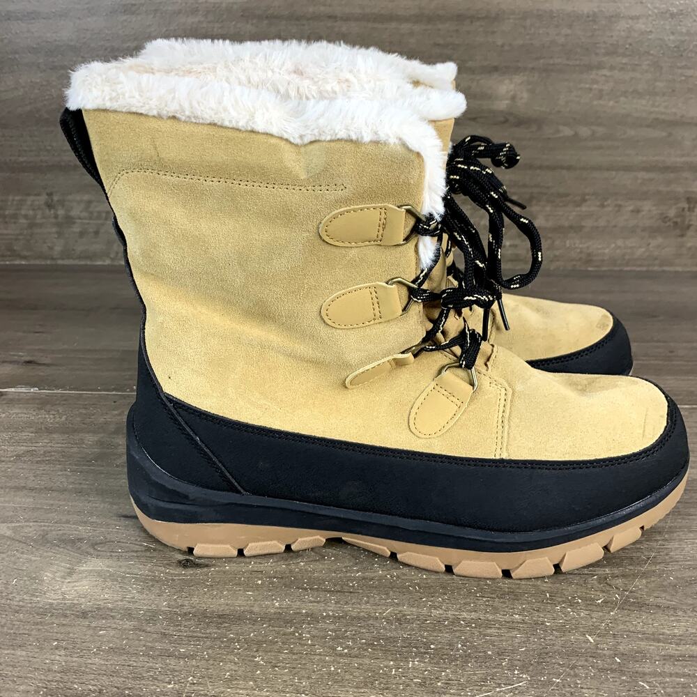 NEW Universal Thread Women's Corie Winter Boots Waterproof Fur - Tan Size 11